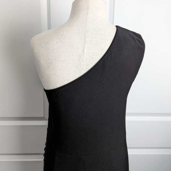 Dress The Population Martine LBD One Shoulder Stretch Knee Length Black L NWT - Picture 8 of 14